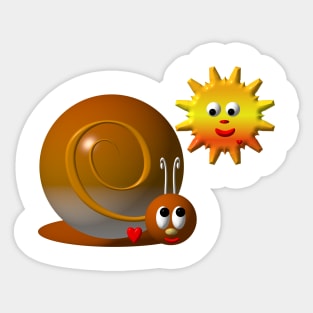 Cute Snail With Smiling Sun Sticker